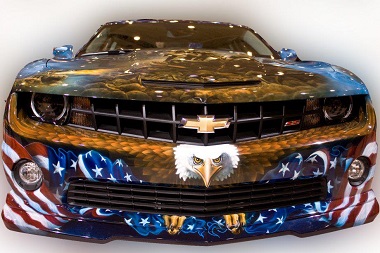 Car with Eagle and American Flag
